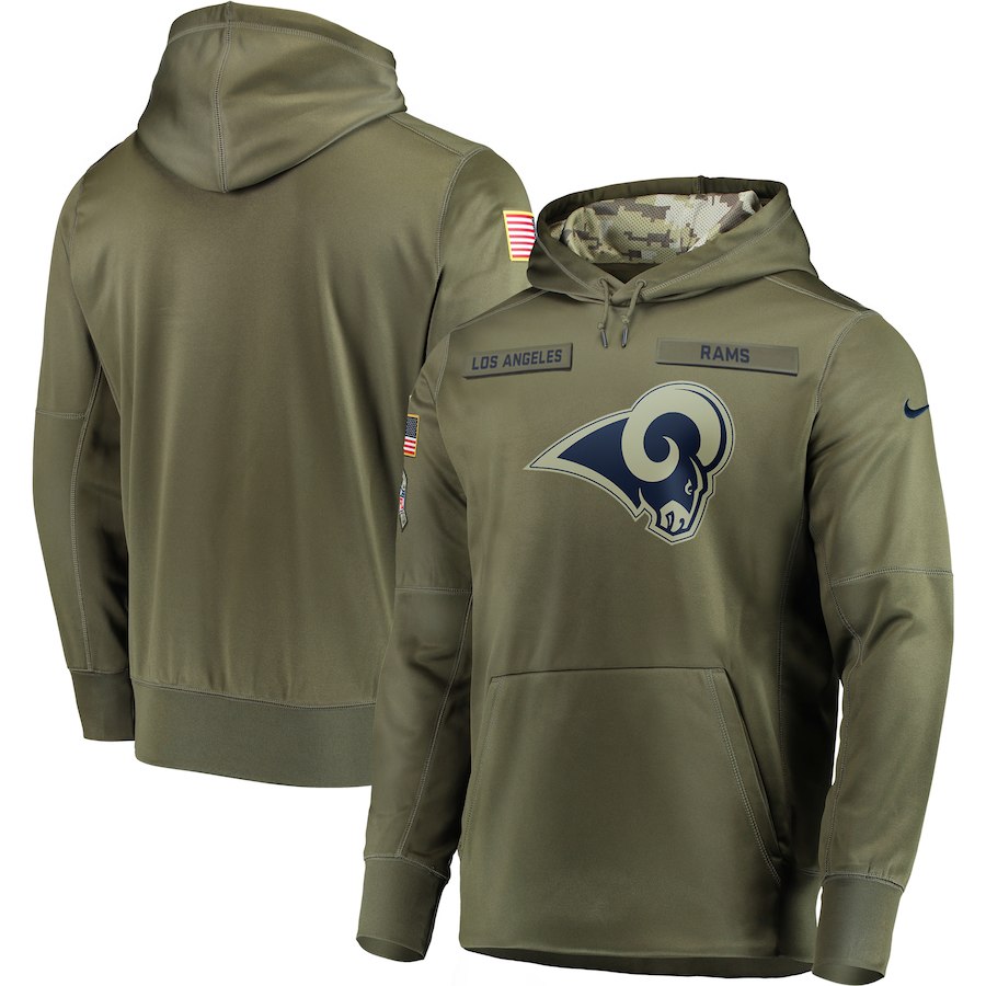 Men Los Angeles Rams Nike Olive Salute To Service KO Performance Hoodie Green